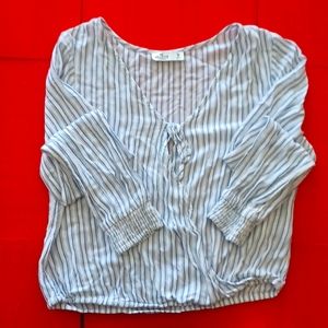Hollister  white and blue stripes long sleeve shirt